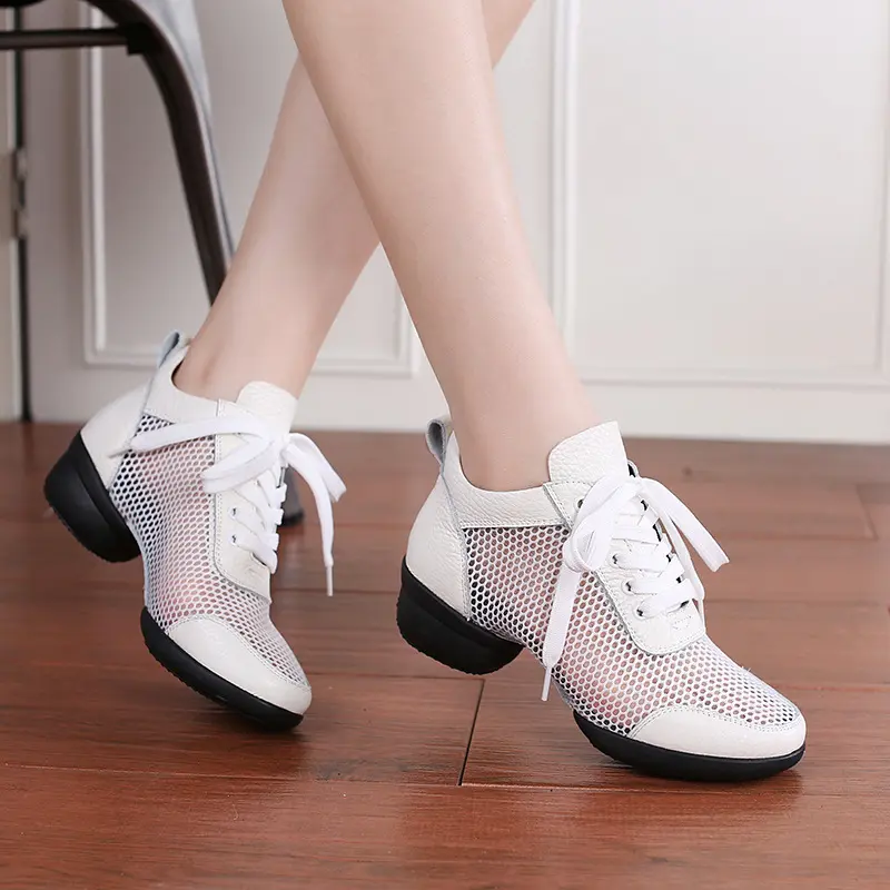 XIHAHA Women Genuine Leather Dance Shoes Boots Square Dance Shoes Increase Sneakers Boots Soft Sole Woman Shoes Modern