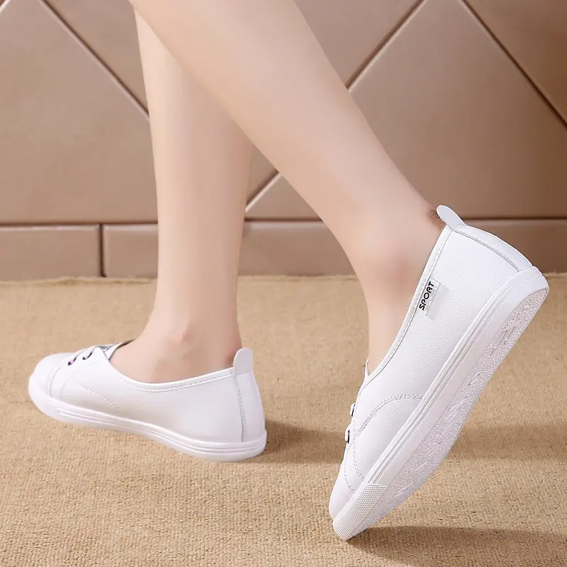 XIHAHA 2023 Fashion White Shoes Women Round Toe Platform Shoes Casual Shoes Woman Lace Up Flats Girls Loafers Zapatos Mujer