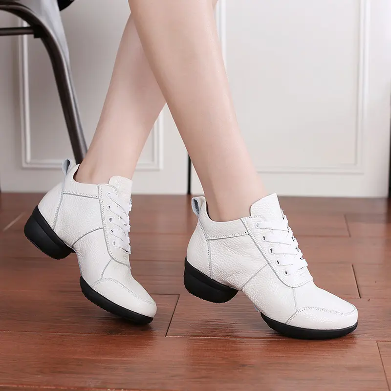 XIHAHA Women Genuine Leather Dance Shoes Boots Square Dance Shoes Increase Sneakers Boots Soft Sole Woman Shoes Modern