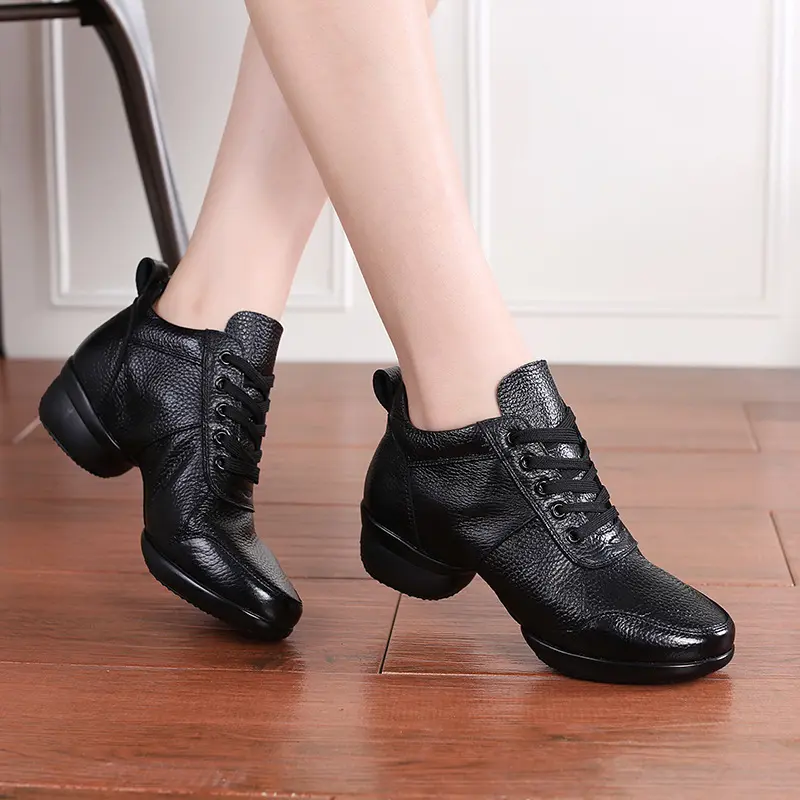 XIHAHA Women Genuine Leather Dance Shoes Boots Square Dance Shoes Increase Sneakers Boots Soft Sole Woman Shoes Modern