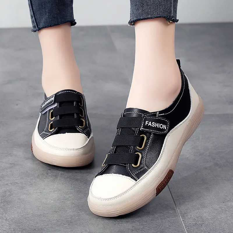 XIHAHA Ladies Sneakers Spring Shoes 2023 New Genuine Leather Casual Women Shoe Fashion Flat Girl Student Shoes Sneaker