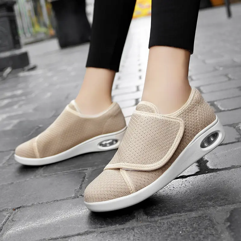 XIHAHA Men Women Quinquagenarian Go for A Walk Soft Shoes Widening Adjustable Gaojiao Fat Back Swollen Feet Sneaker Walking Shoe