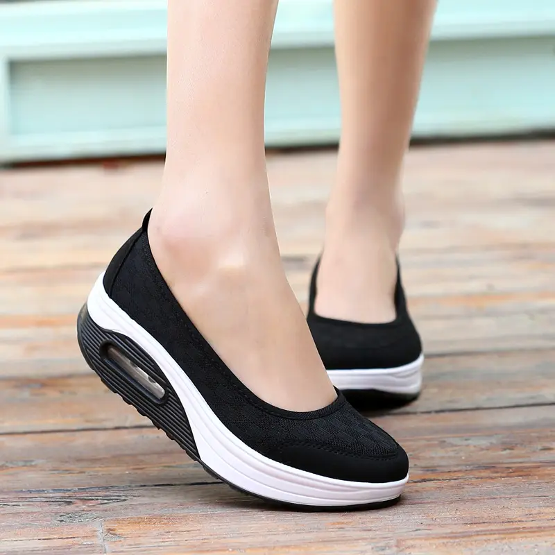 XIHAHA Casual Women's Walking Shoes Fashion Sneakers Breathable Air Cushion Woman Mesh Slip-on Shake Platform Shoes