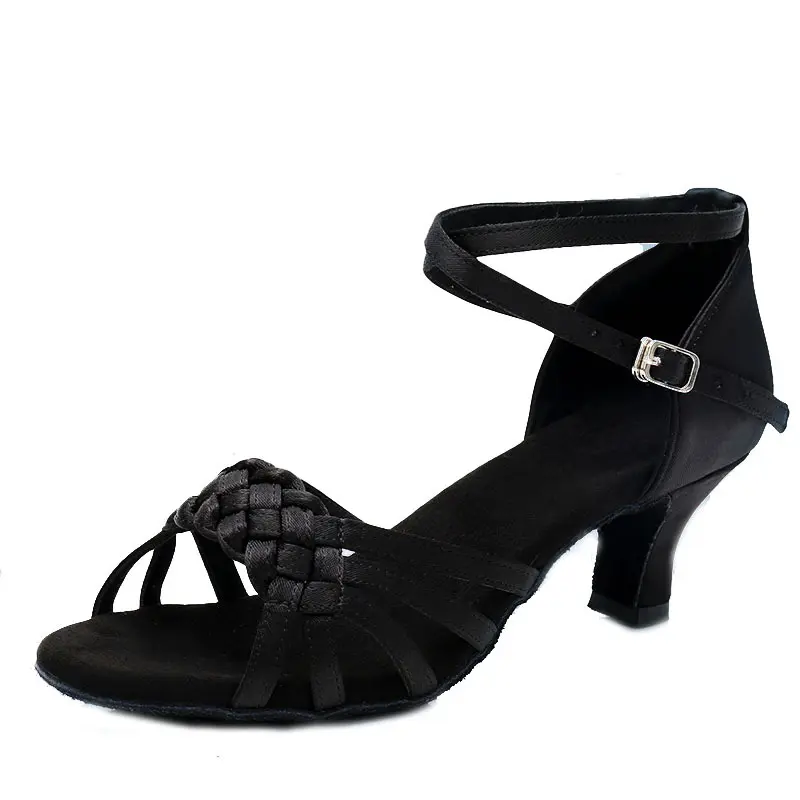 XIHAHA Latin Dance Shoes Women Flash Satin Multicolor Wide Thin High Heel 5/9cm Salsa Four Seasons Woman Ballroom Dancing Shoes