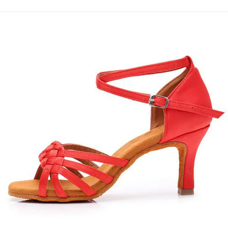 XIHAHA Latin Dance Shoes Women Flash Satin Multicolor Wide Thin High Heel 5/9cm Salsa Four Seasons Woman Ballroom Dancing Shoes