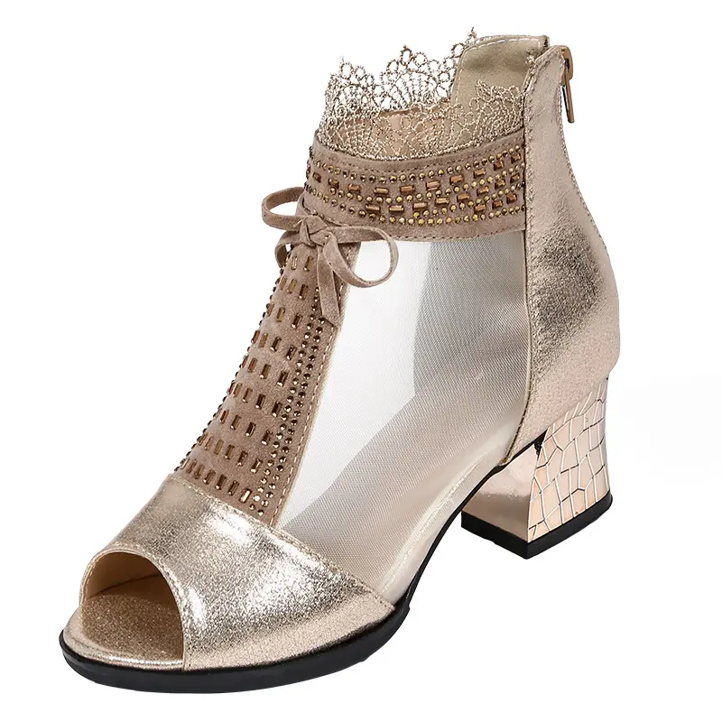 XIHAHA Women Mesh Latin Dance Shoes for Dancing Ballroom Modern Tango Salsa Women's High Heels Dance Shoes Women's Boots