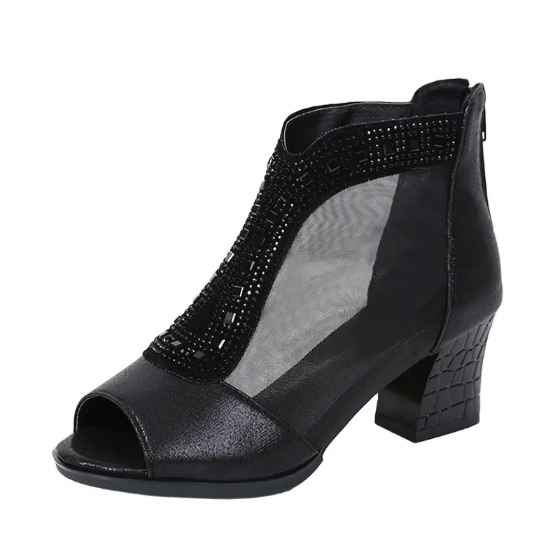 XIHAHA Women Mesh Latin Dance Shoes for Dancing Ballroom Modern Tango Salsa Women's High Heels Dance Shoes Women's Boots