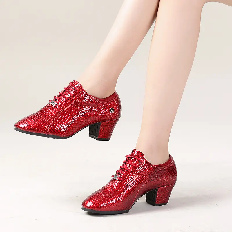 XIHAHA Woman's Sneakers Latin Dance Shoes Salsa Ballroom Shoe Soft Sole Breath Genuine Leather Women Practice Dance Heel Ladies