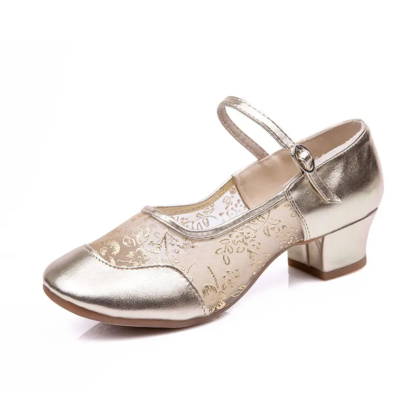 Summer Woman Mesh Dance-Shoes for Girls Latin Ballroom Modern Salsa Ladies Practise Dancing Shoes Square Dance Soft Rubber Sole
