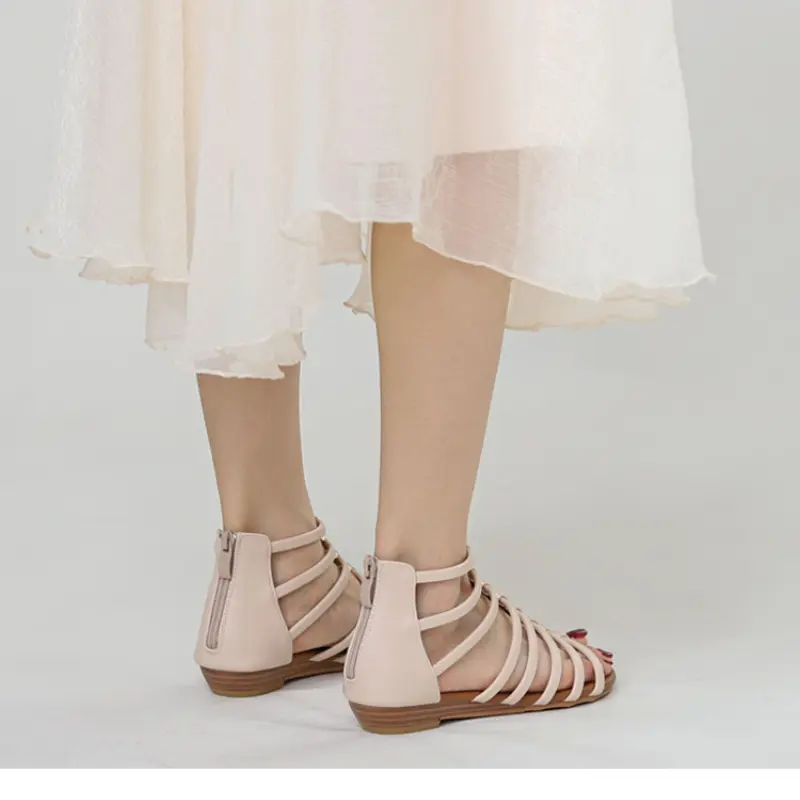 XIHAHA New Ankle Lace-up Women's ShoeS Flat Sandals Fashion Thin Strap Thick Sole Women Shoe Summer Girl Sandals Mama Shoes