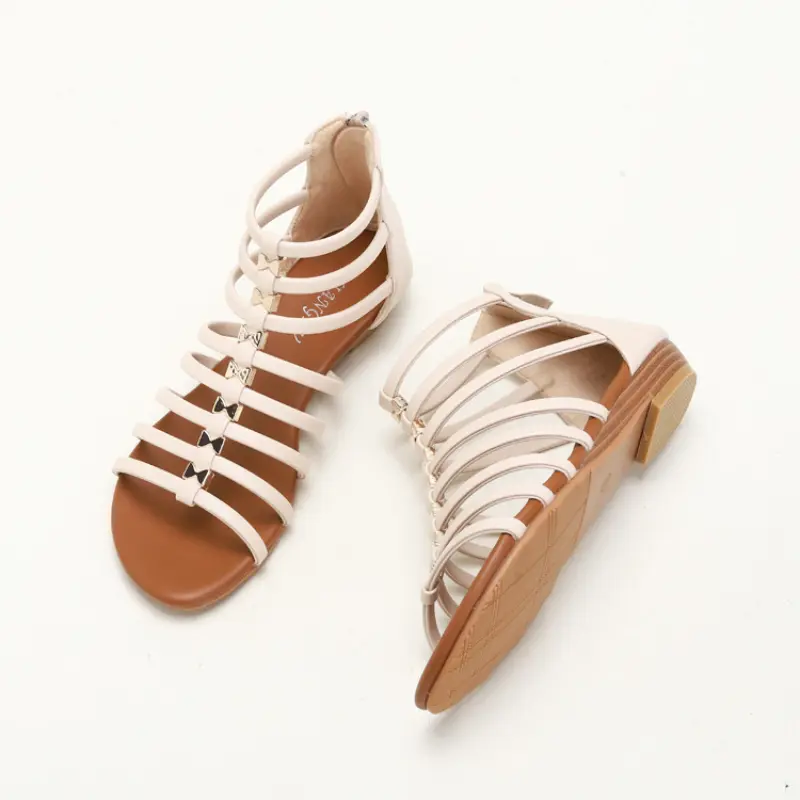 XIHAHA New Ankle Lace-up Women's ShoeS Flat Sandals Fashion Thin Strap Thick Sole Women Shoe Summer Girl Sandals Mama Shoes