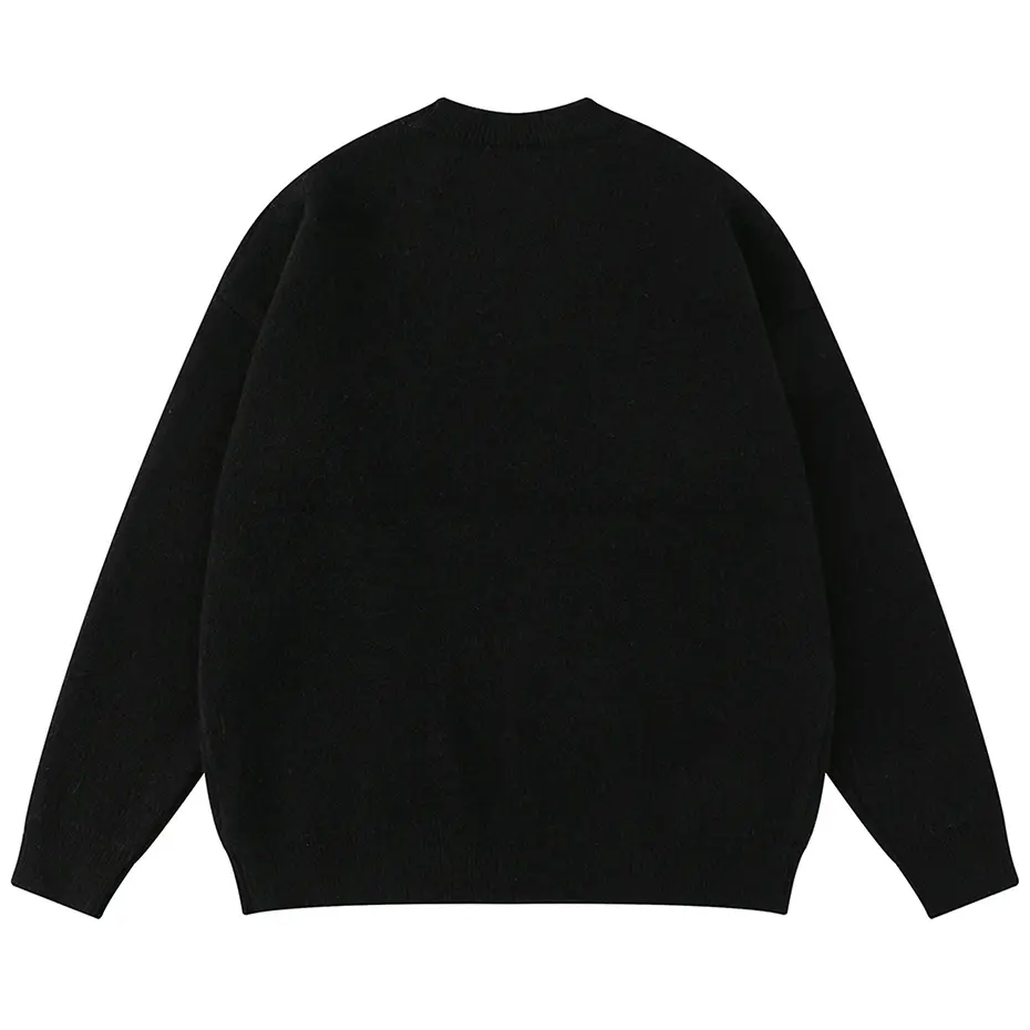 Tassel Patchwork Knit Sweater Black Beige Loose Casual Pullover Sweater Knitted Jumper 2024 Harajuku Hip Hop Streetwear Sweater