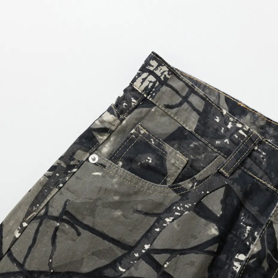 Twigs Graphic Jeans Vintage Loose Straight Denim Pants Men Streetwear Harajuku Hip Hop Baggy Jeans