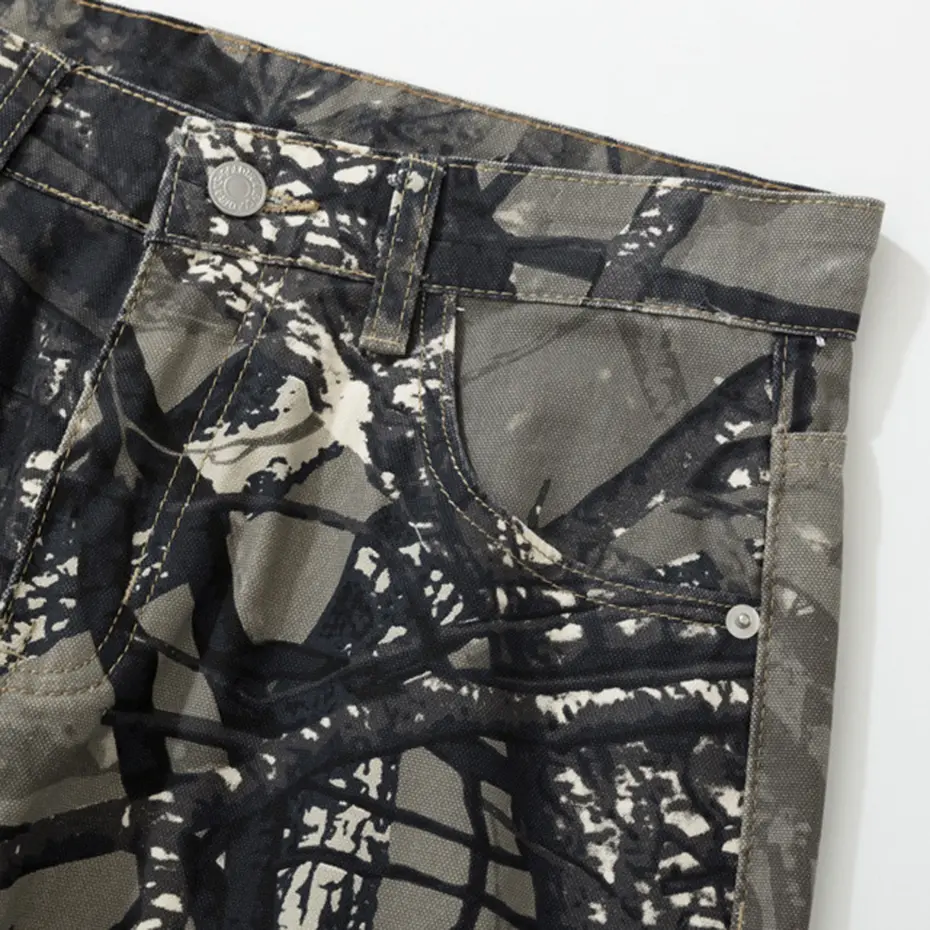 Twigs Graphic Jeans Vintage Loose Straight Denim Pants Men Streetwear Harajuku Hip Hop Baggy Jeans