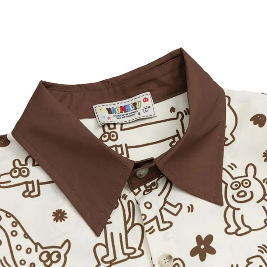 Japanese Harajuku Shirts Cartoon Graphic Short Sleeve Shirts Men Summer Short Sleeve Button Up Blouse Streetwear Hip Hop Shirts