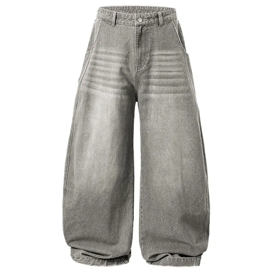 Vintage Men Baggy Jeans Wide Leg Loose Denim Pants Streetwear Harajuku Jeans Trousers