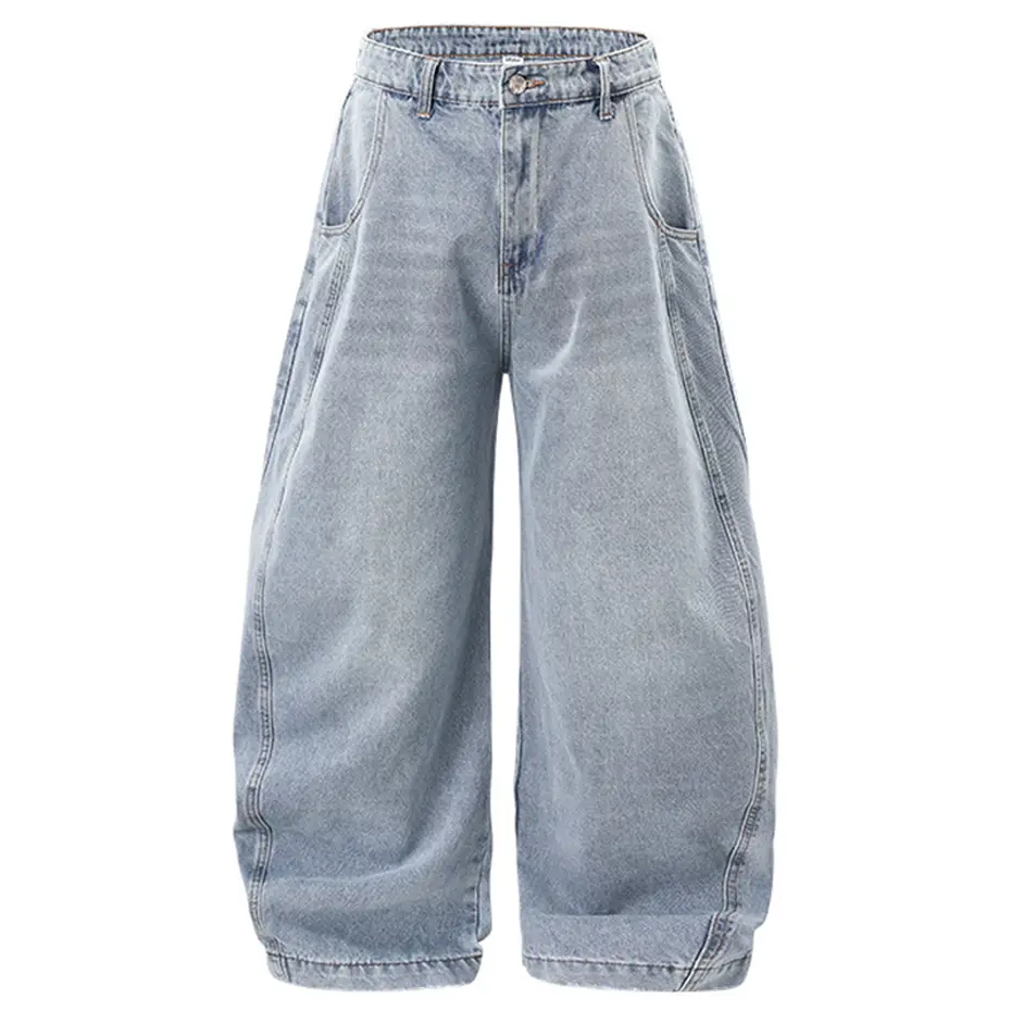 Vintage Men Baggy Jeans Wide Leg Loose Denim Pants Streetwear Harajuku Jeans Trousers