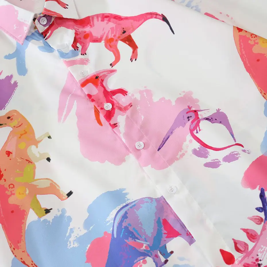 Dinosaur Graphic Printed Shirts Men's Button Up Blouse Beach Hawaii Thin Shirts Casual Loose Short Sleeve Shirts