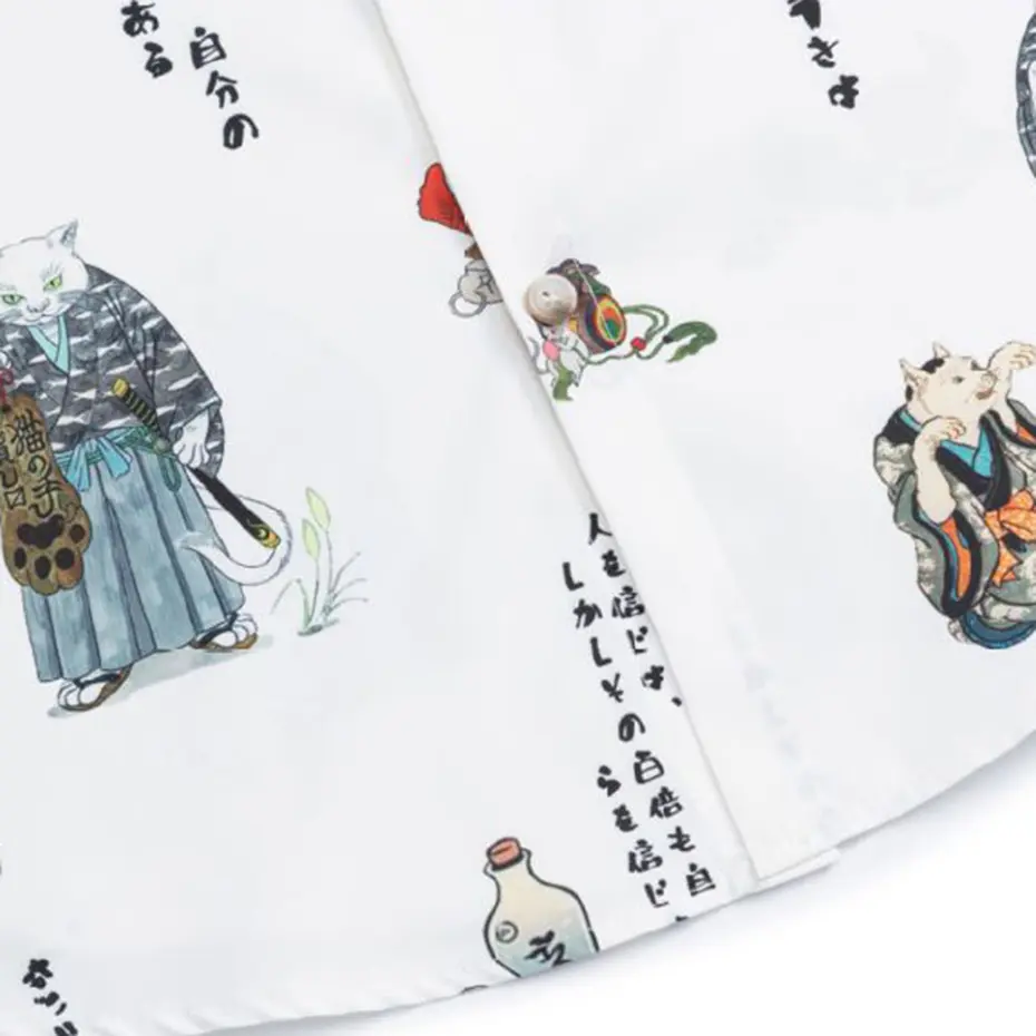 Japanese Harajuku Shirts Men Summer Casual Loose Shirts Button Up Blouse Streetwear Hip Hop Oversized Shirts