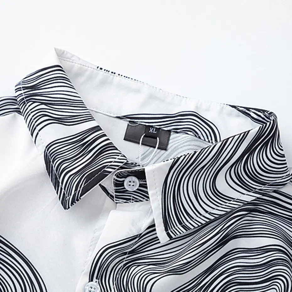 Japanese Harajuku Men Shirts Graphic Printed Loose Short Sleeve Shirts Button Up Blouse Streetwear Hip Hop Shirts
