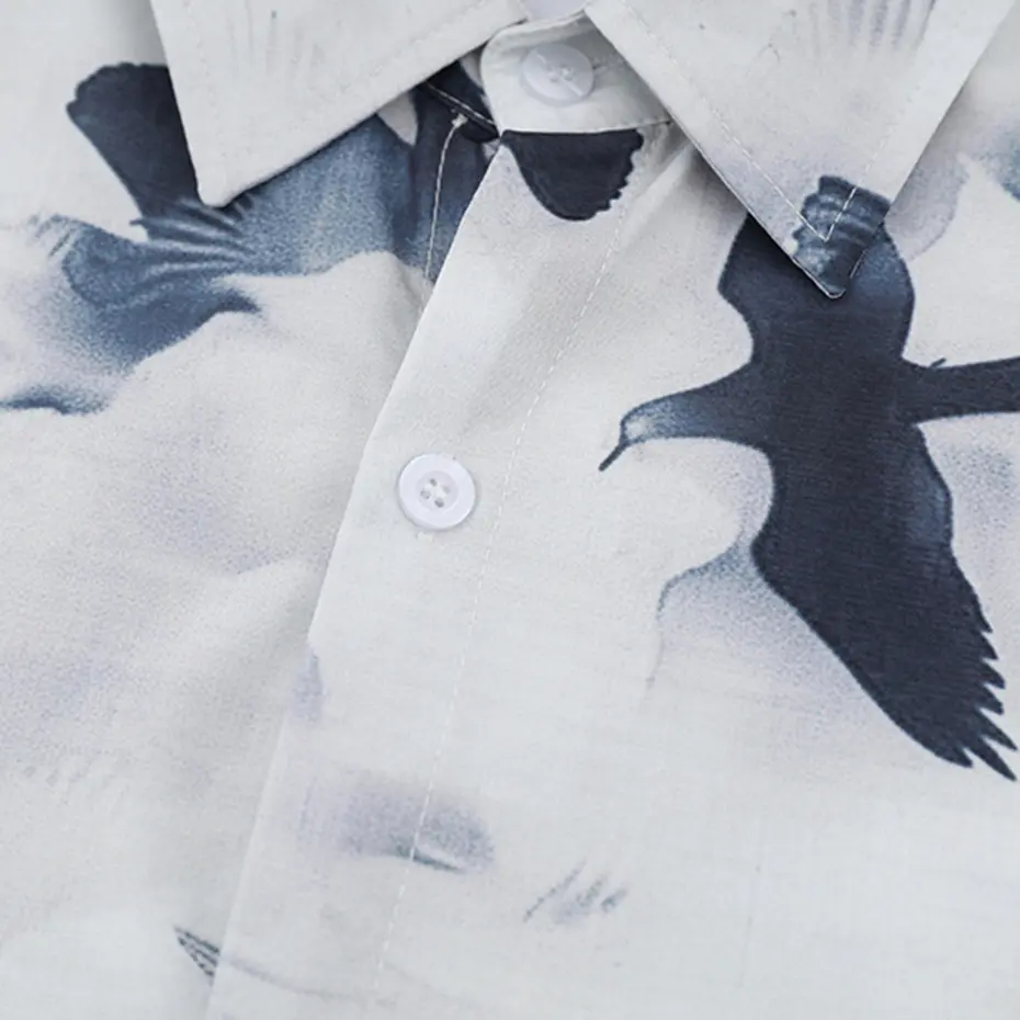 Pigeon Graphic Shirts Men Japanese Harajuku Shirts Button Up Blouse Streetwear Hip Hop Oversized Shirts