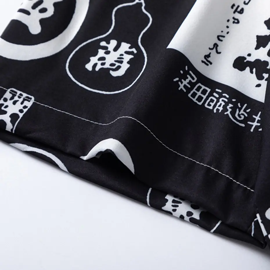 Japanese Harajuku Shirts Printed Fashion Men Button Up Blouse 2025 Summer New Short Sleeve Shirts