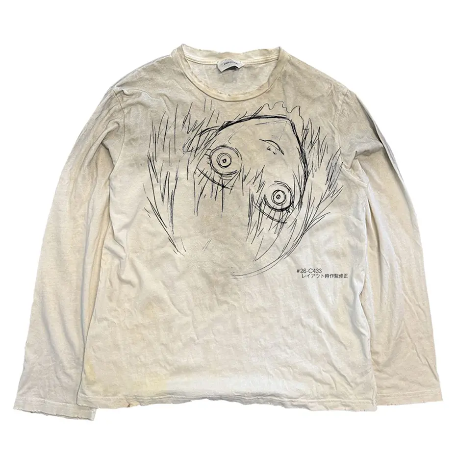 Y2K Graffiti T-shirts Gothic Punk Tee Tops Vintage Long Sleeve T Shirts Streetwear Harajuku Oversized Tshirt Unisex