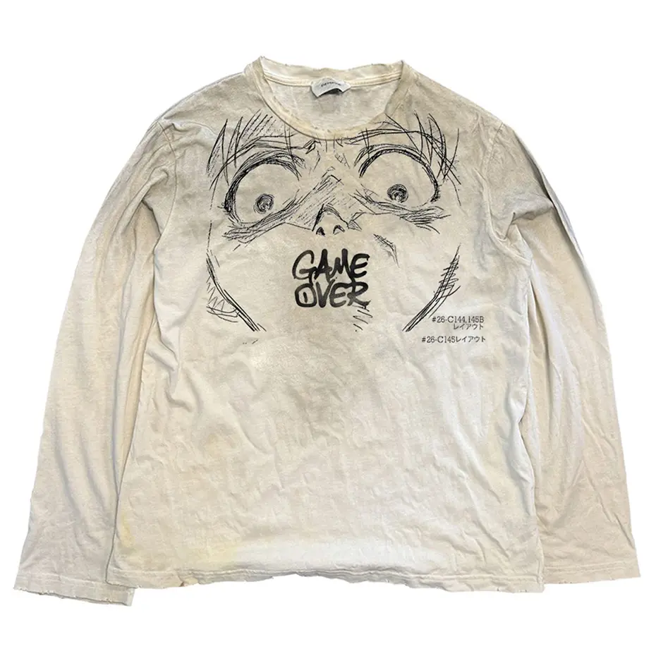 Y2K Graffiti T-shirts Gothic Punk Tee Tops Vintage Long Sleeve T Shirts Streetwear Harajuku Oversized Tshirt Unisex