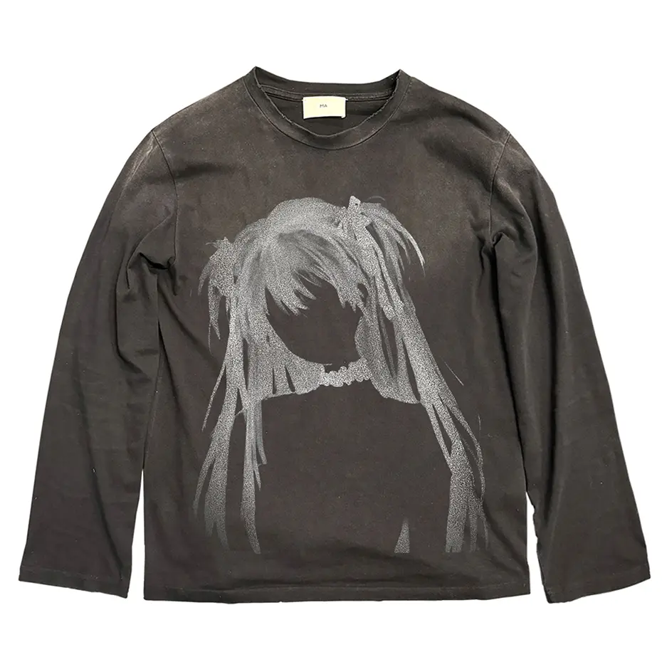 Y2K Graffiti T-shirts Gothic Punk Tee Tops Vintage Long Sleeve T Shirts Streetwear Harajuku Oversized Tshirt Unisex