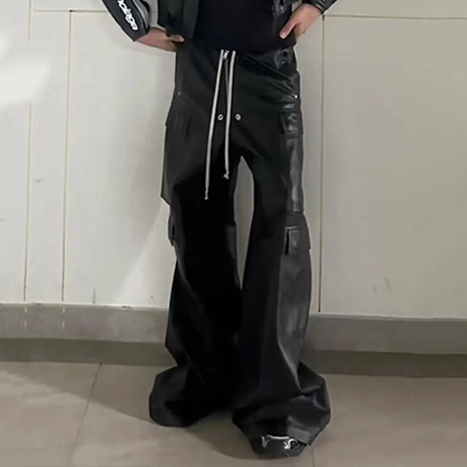 Baggy Cargo Pants RO Style Luxury Designer Loose Straight Pants Men Black Pants Multi Pockets Fashion Pants Trousers
