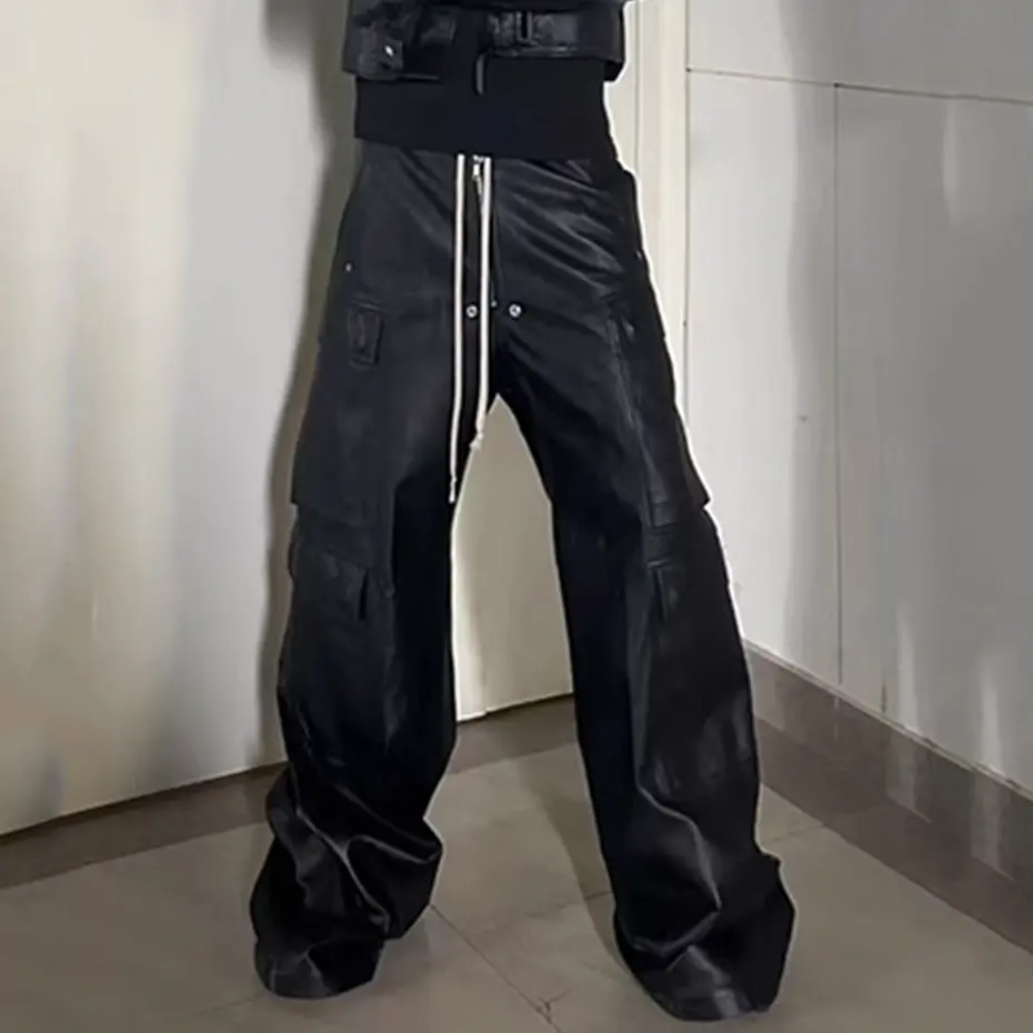 Baggy Cargo Pants RO Style Luxury Designer Loose Straight Pants Men Black Pants Multi Pockets Fashion Pants Trousers