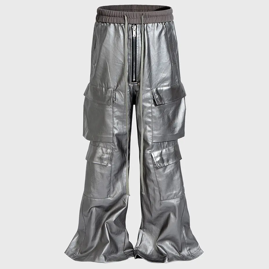 Baggy Cargo Pants RO Style Luxury Designer Loose Straight Pants Men Black Pants Multi Pockets Fashion Pants Trousers