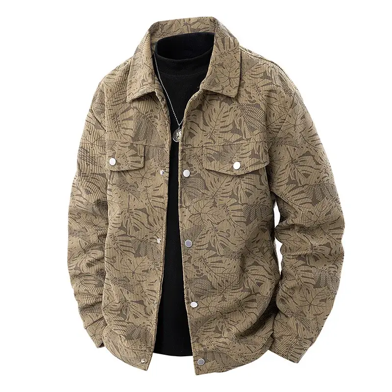 New Fashion Men Corduroy Casual Jackets Autumn Coats Man Multiple pockets Cargo Jackets Male Printed Loose Tooling Coats Size 8X