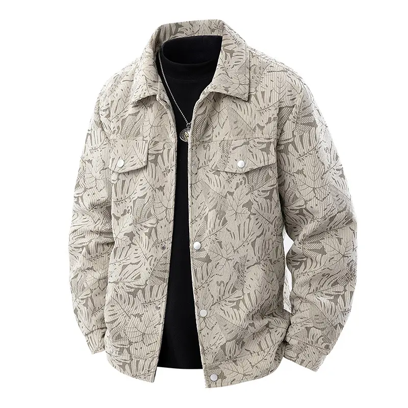 New Fashion Men Corduroy Casual Jackets Autumn Coats Man Multiple pockets Cargo Jackets Male Printed Loose Tooling Coats Size 8X