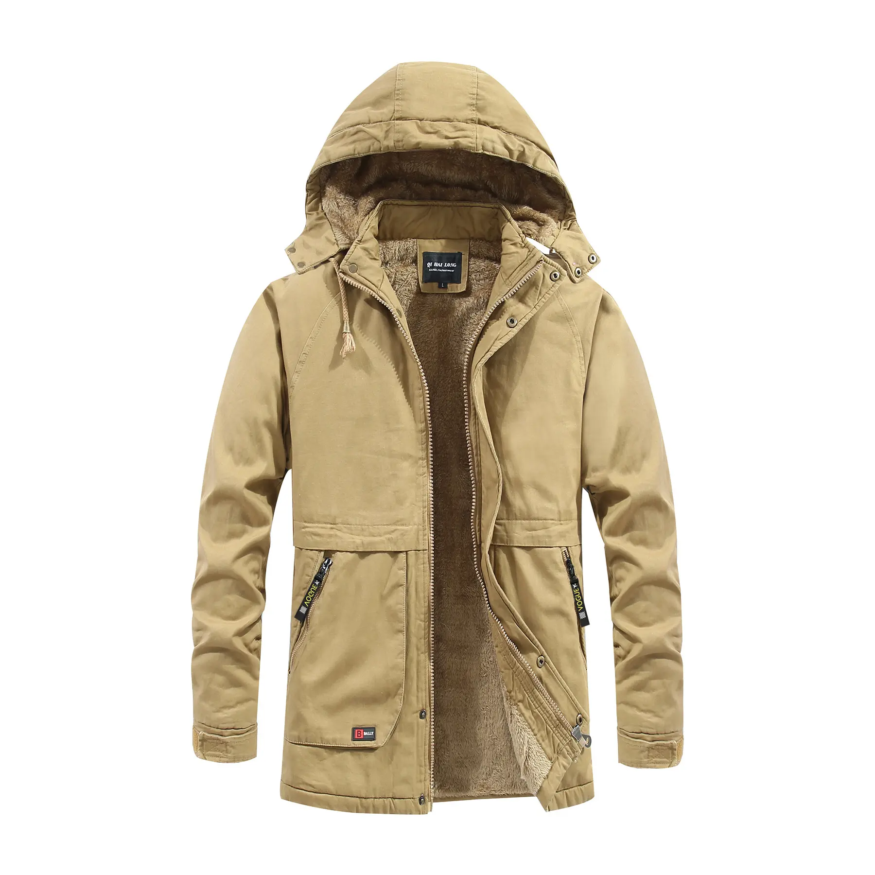 New Fashion Men Hooded Long Down Jackets Fleece Warm Parkas Winter Coats Quality Man Cotton Slim Medium Length Jackets Size 4XL