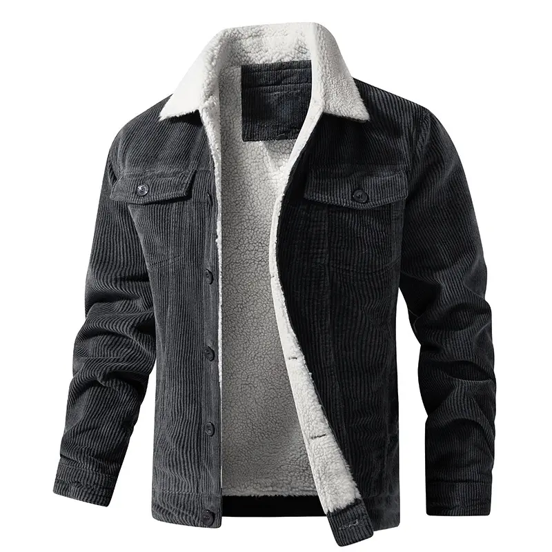 New Winter Men Corduroy Fleece Jackets Warm Parkas Coats Male Outwear Casual Coats Quality Men Loose Tooling Jackets Size XXL