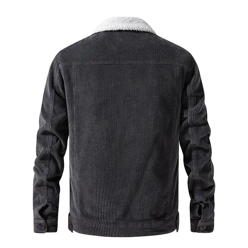New Winter Men Corduroy Fleece Jackets Warm Parkas Coats Male Outwear Casual Coats Quality Men Loose Tooling Jackets Size XXL