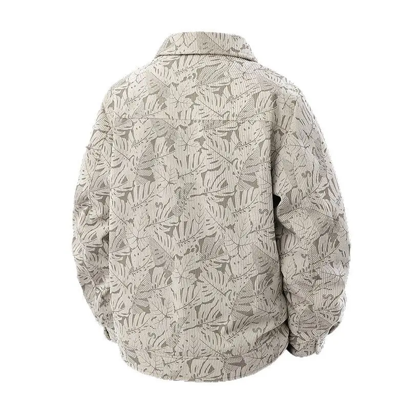 New Fashion Men Corduroy Casual Jackets Autumn Coats Man Multiple pockets Cargo Jackets Male Printed Loose Tooling Coats Size 8X