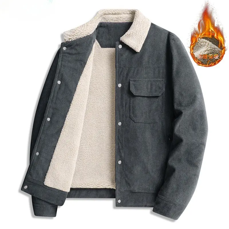 9XL New Fashion Men Winter Corduroy Casual Dowm Jackets Man Fluffy Collar Multiple Pockets Cargo Jackets Male Loose Warm Parkas