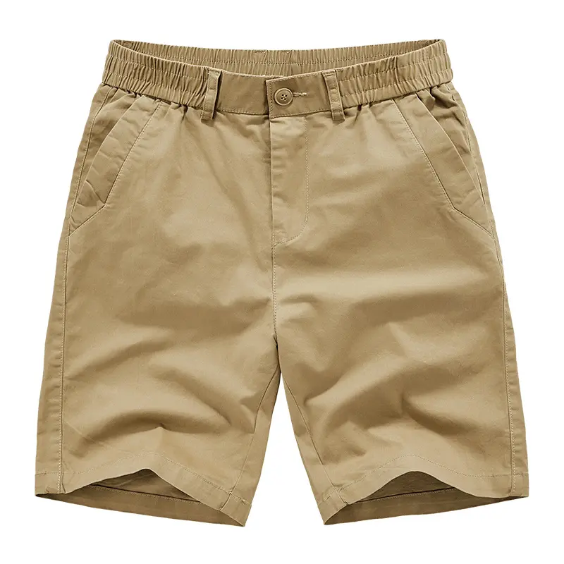 Men Cotton 100% Casual Shorts New Summer Man Elastic Waist Sportswear Jogger Pants Quality Male Straight Knee Length Pants 5XL