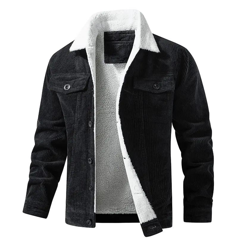 New Winter Men Corduroy Fleece Jackets Warm Parkas Coats Male Outwear Casual Coats Quality Men Loose Tooling Jackets Size XXL