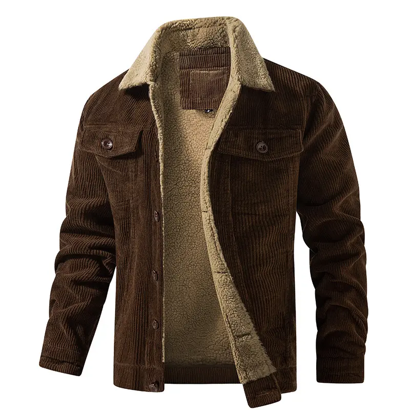 New Winter Men Corduroy Fleece Jackets Warm Parkas Coats Male Outwear Casual Coats Quality Men Loose Tooling Jackets Size XXL
