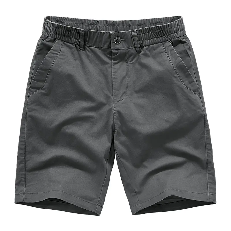 Men Cotton 100% Casual Shorts New Summer Man Elastic Waist Sportswear Jogger Pants Quality Male Straight Knee Length Pants 5XL