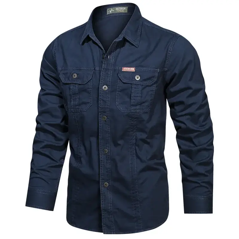 Men Multi-pockets Tooling Shirts Military Outdoor Long-sleeved Shirts High Quality Male Cotton Casual Large Size Shirts 6XL