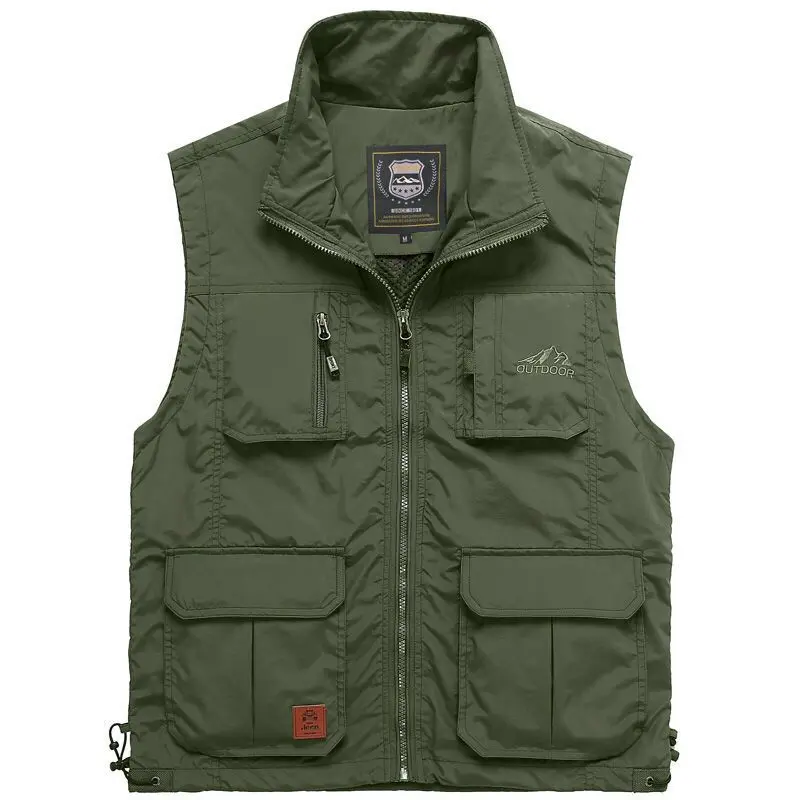 Summer Men Outdoor Large Pockets Cargo Vests Photography Sleeveless Jackets Thin Mesh Breathable Waistcoats Male Casual Vests 6X