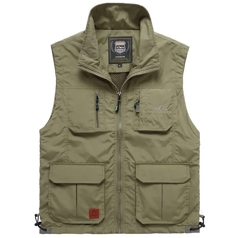 Summer Men Outdoor Large Pockets Cargo Vests Photography Sleeveless Jackets Thin Mesh Breathable Waistcoats Male Casual Vests 6X