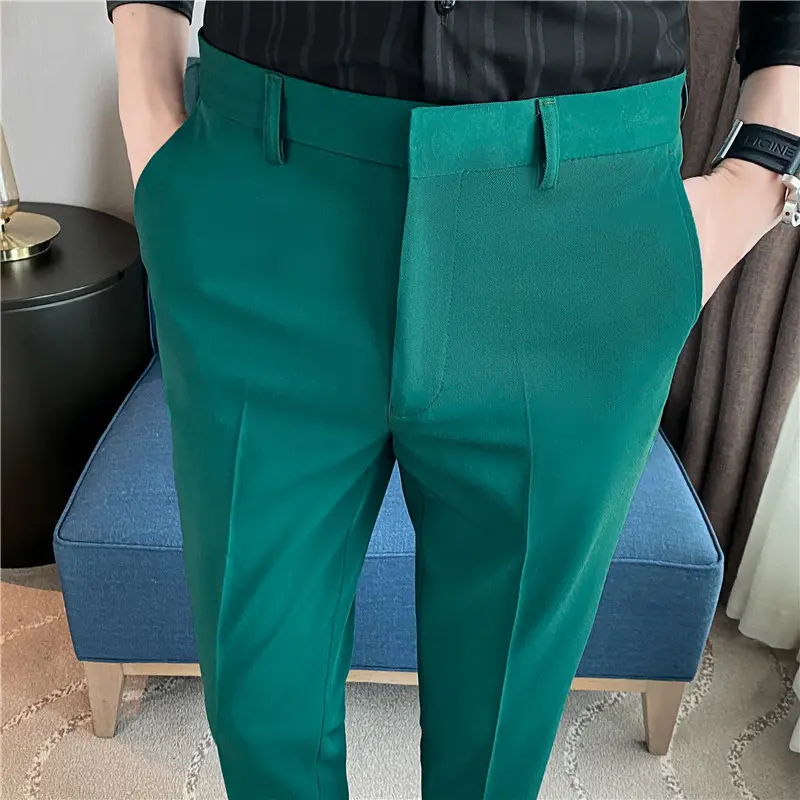 Men Solid Boutique Suits Pants Male Formal Wear Wedding Dress Trousers Quality Men British Style Business Casual Suit Pants 36