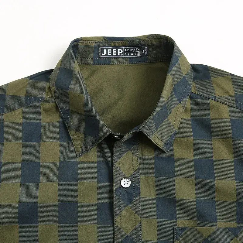 New Summer Men Plaid Short Sleeved Shirts New Fashion Man Outdoor Casual Cargo Shirts Good Quality Male Cotton Shirts Size 5XL
