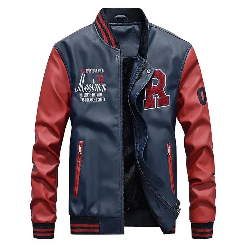 Men Slim Leather Jacket Motorcycle Casual PU Leather Coats Good Quality Male Fit Stand Collar Leather Jackets And Coats Size 4XL