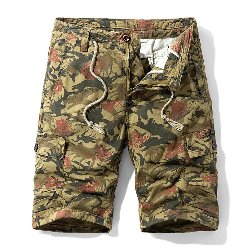 New Summer Men Camouflage Cargo Jogger Shorts Man Military Multi Pockets Loose Tooling Pants Quality Male Cotton Casual Shorts 8